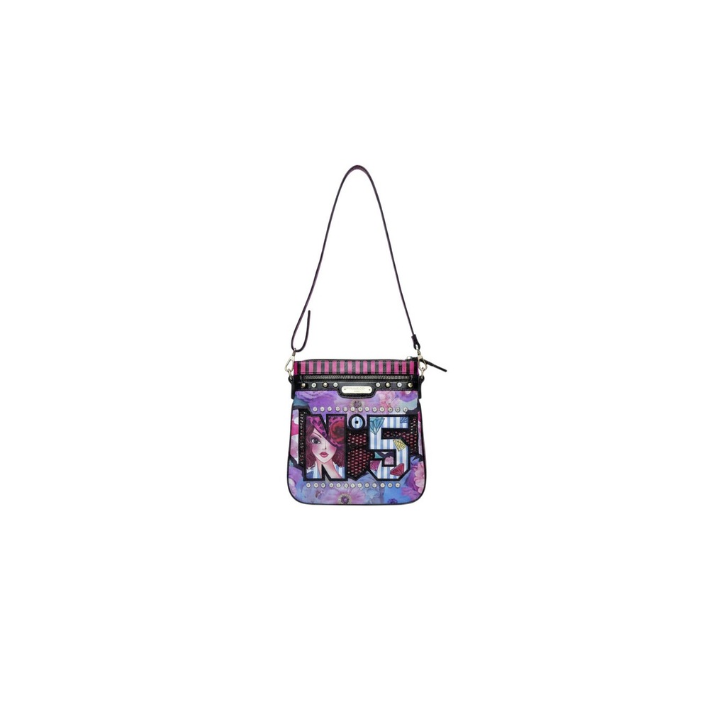 Nicole Lee Crossbody Bag Womens Medium Pink Excellent Floral No 5 Studded Bag